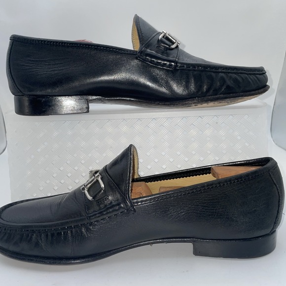 Mercanti Fiorenti Italy)‎ black leather Horse-Bit Dress Loafers sz 10.5 D - Picture 4 of 12
